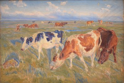 Grazende koeien op het eiland Saltholm door Theodor Philipsen
