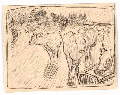 Koeien bij een Waterbak, het Motief Gezien Tegen de Zon door Theodor Philipsen
