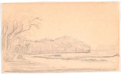 Landschap bij bosomzoomd meer door Theodor Philipsen