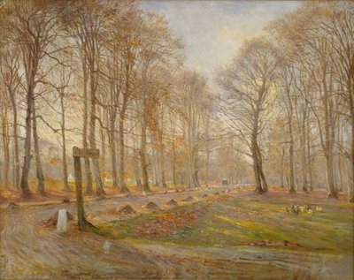 Late Herfstdag in het Jægersborg Hertenkamp, ten noorden van Kopenhagen door Theodor Philipsen