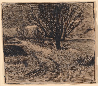 Landweg bij Lindenborg, winter door Theodor Philipsen