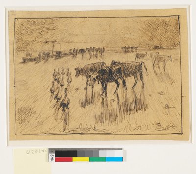 Met de zon in de ogen. Hollænderbrønden op Saltholmen, late namiddag door Theodor Philipsen