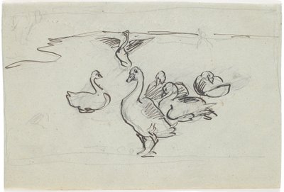 Studie van Ganzen door Theodor Philipsen