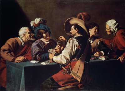 Kaartspelers, door Theodor Rombouts (1597-1637), olieverf op doek. Vlaanderen door Theodor Rombouts