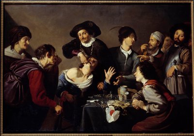 De Tandentrekker Een Tandarts omringd door zijn Assistenten en Instrumenten Trekt een Tand van een Patiënt door Theodor Rombouts