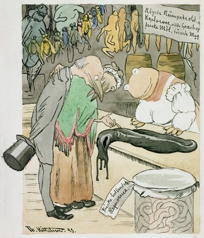 Een delicatessenwinkel door Theodor Kittelsen