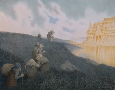 Op weg naar een feest in het Trollen kasteel door Theodor Kittelsen