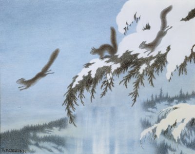 Eekhoorn in vlucht door Theodor Kittelsen