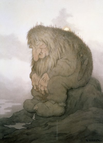 De trol die zich afvraagt hoe oud hij is door Theodor Kittelsen
