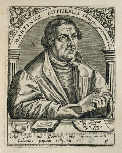 LUTHER, Martin (1483-1546). Duitse religieuze hervormer. Gravure. SPANJE. MADRID (AUTONOME GEMEENSCHAP). Madrid. Nationale Bibliotheek door Theodor de Bry