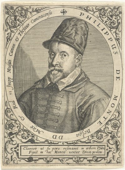 Portret van de componist Philippe de Monte, c. 1598 door Theodore de Bry