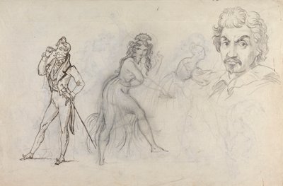 Blad met Schetsen door Theodor von Holst