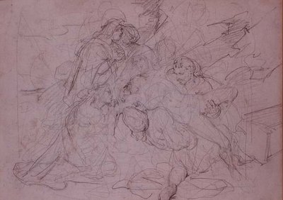 Afdaling van het kruis (tekening) door Theodore (attr. to) Gericault