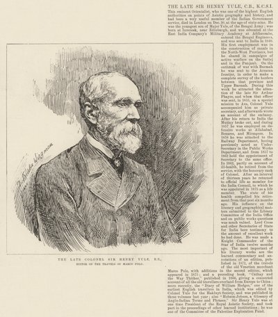 De Wijlen Kolonel Sir Henry Yule, RE, Redacteur van De Reizen van Marco Polo door Theodore Blake Wirgman