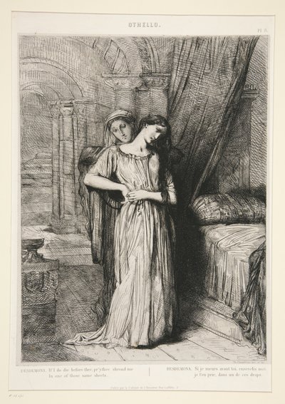 “Desdemona”, pl. 8 uit Othello (akte IV, scène III) door Théodore Chassériau