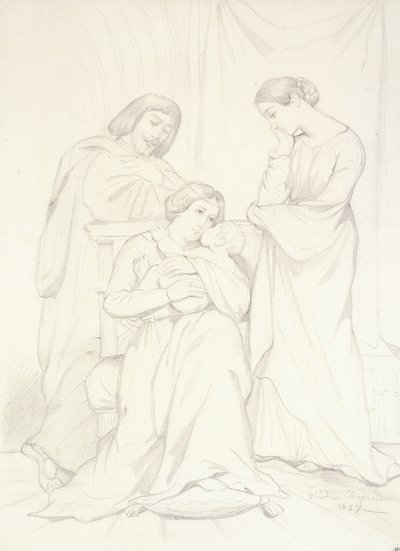 Vermoedelijk Portret van de Graaf Oscar de Ranchicourt en zijn Familie in Troubadour Kostuums door Théodore Chassériau
