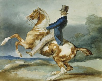 Een Ruiter en Zijn Steigerend Paard door Theodore Gericault