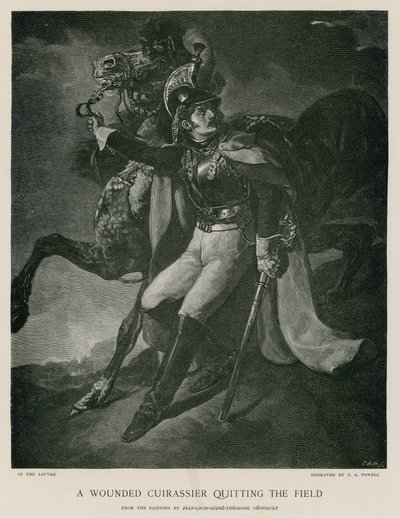 Een gewonde kurassier verlaat het veld door Theodore Gericault