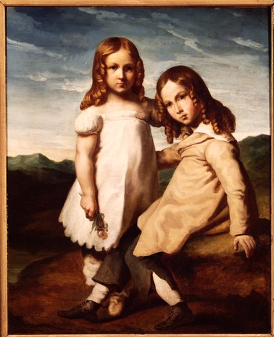 Alfred Dedreux (1810-60) als kind met zijn zus, Elisabeth, 1816-17 door Theodore Gericault