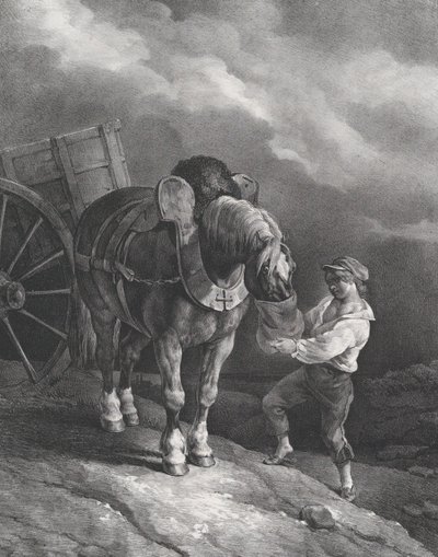 Jongen die een Paard met een Neuszak Voert door Theodore Gericault