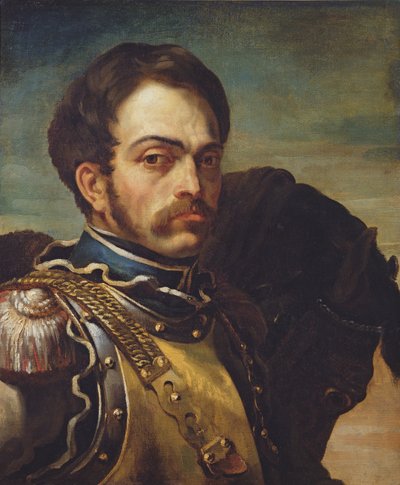 Officier van de Carabinier met zijn paard, c.1814 door Theodore Gericault