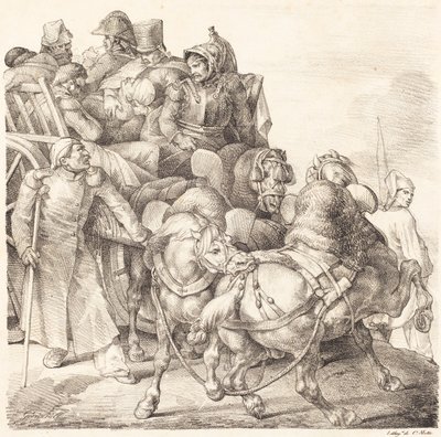 Kar vol gewonde soldaten door Theodore Gericault