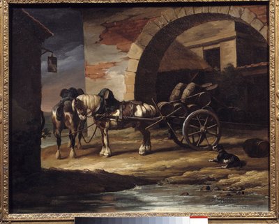 Kar geladen met wijnvaten of de Haquet Schilderij door Théodore Géricault (1791-1824) 1819 Dim. 0,6x0,73 m Providence. Museum of Art door Theodore Gericault