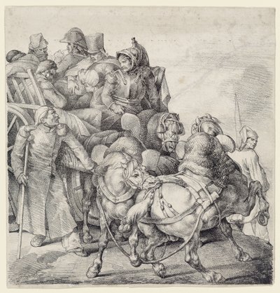 Een wagon vol gewonde soldaten (A Wagon Full of Wounded Soldiers) door Theodore Gericault