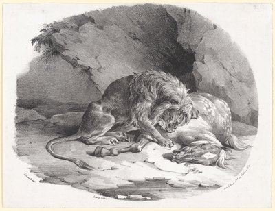 Paard dat door een leeuw wordt verslonden (A Horse Being Devoured by a Lion) door Theodore Gericault