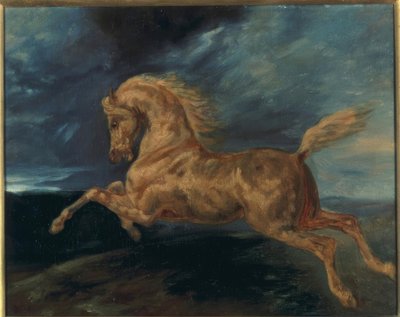 Paard bang voor de bliksem door Theodore Gericault