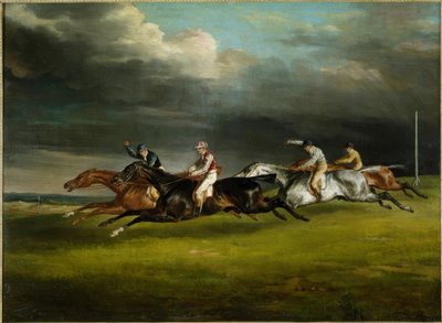 Paardenrace (De Derby van 1821 in Epsom) door Theodore Gericault