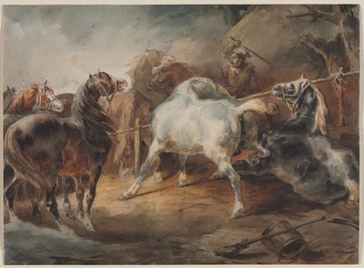 Vechtende Paarden, c.1820 door Theodore Gericault