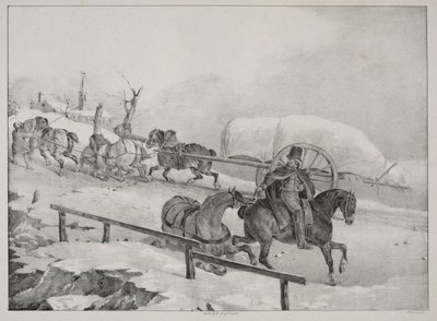 Vier Diverse Onderwerpen: Wagen die een Heuvel Beklimt door Theodore Gericault