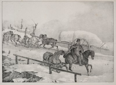 Vier diverse onderwerpen: Wagen beklimt een heuvel door Theodore Gericault