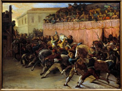 Vrije paardenrace in Rome door Theodore Gericault