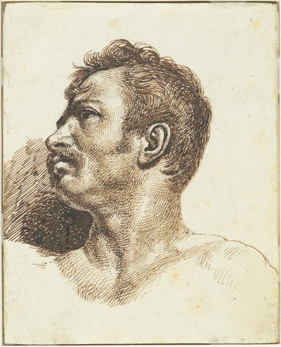 Hoofd van een man [recto] door Theodore Gericault