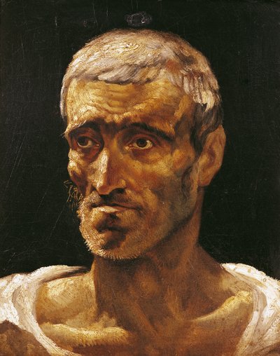 Hoofd van een schipbreukeling, studie voor het Vlot van Medusa, 1817-19 door Theodore Gericault