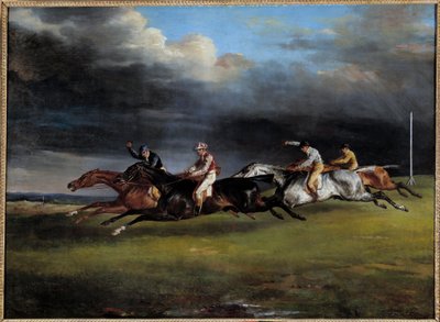 Paardenrace genaamd de derby in Epsom door Theodore Gericault