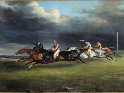 Paardenrace genaamd de derby in Epsom door Theodore Gericault