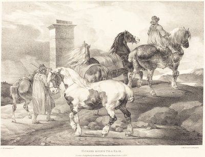 Paarden Gaan naar een Kermis door Theodore Gericault