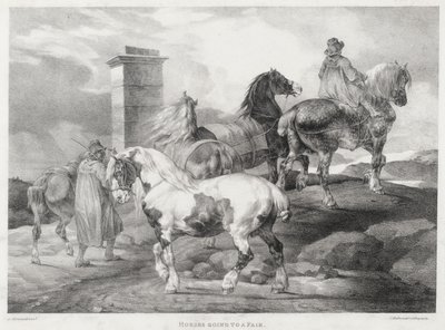 Paarden op weg naar een kermis door Theodore Gericault