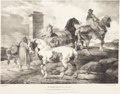 Paarden op weg naar een kermis door Theodore Gericault