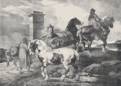 Paarden gaan naar een Kermis door Theodore Gericault
