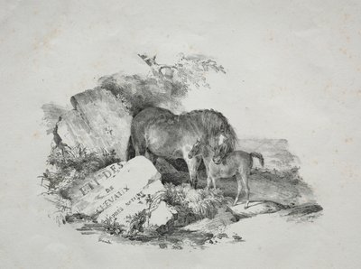 De Merrie en haar Veulen door Theodore Gericault