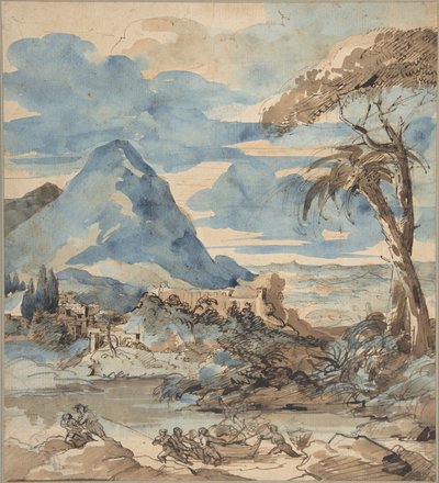 Landschap met vissers door Theodore Gericault