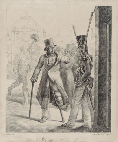 De Zwitserse koninklijke wachtpost in het Louvre (The Swiss Royal Guard Sentry at the Louvre) door Theodore Gericault