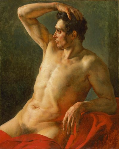 Mannelijke torso in profiel, rechterarm opgeheven, 1812 door Theodore Gericault