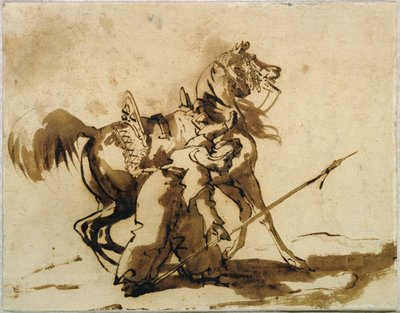 Mameluk die afstijgt door Theodore Gericault