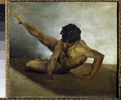 Naakte man draait op de grond. door Theodore Gericault