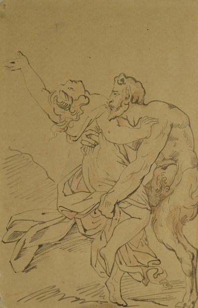 Nimf en sater door Theodore Gericault